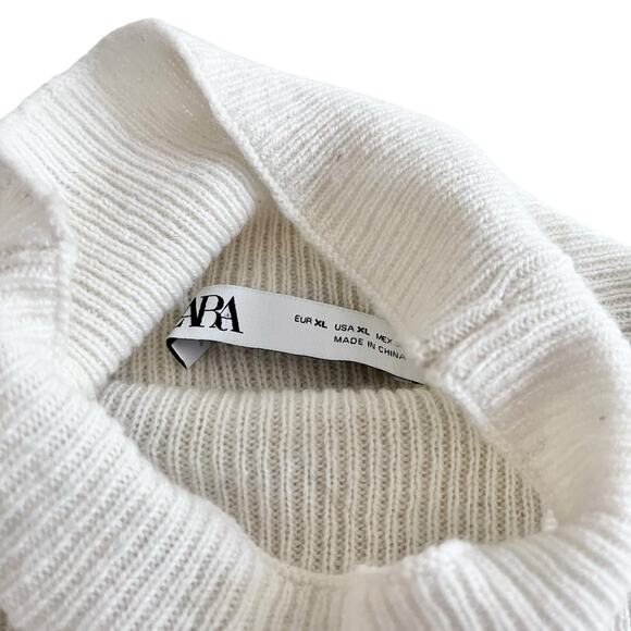 Zara soft knit stripe funnel neck sweater size XL - Picture 6 of 11